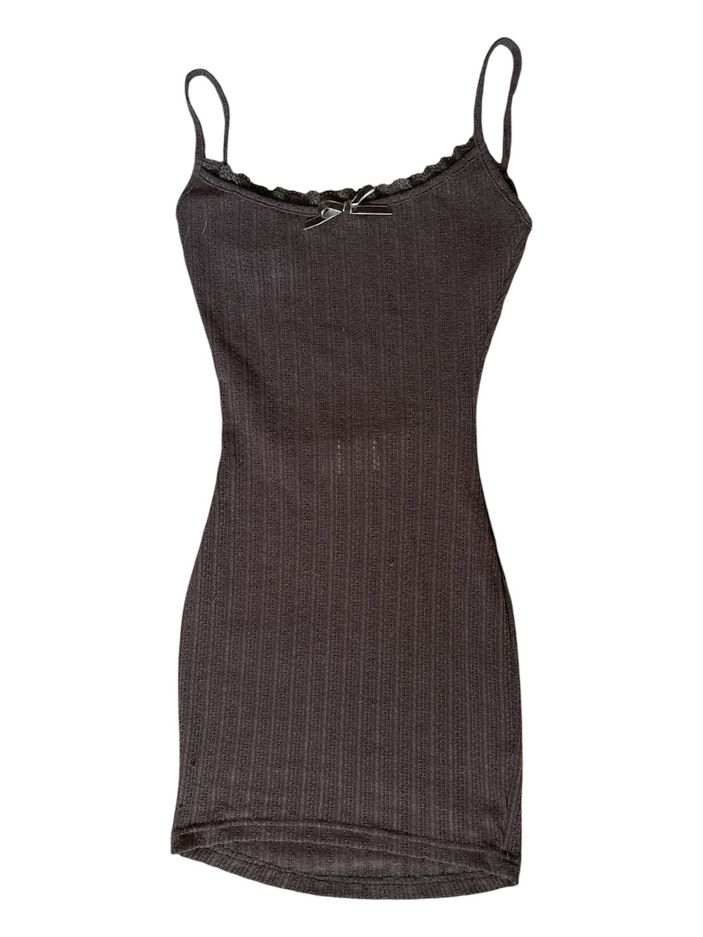 New Pink Brown Open Back Lace Trim Bow Mini Dress